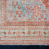 7’9 x 11’8 Vintage Joshagan Rug Muted Salmon Red, Ecru and Blue Carpet '3549