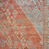 7’9 x 11’8 Vintage Joshagan Rug Muted Salmon Red, Ecru and Blue Carpet '3549