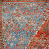 7’9 x 11’8 Vintage Joshagan Rug Muted Salmon Red, Ecru and Blue Carpet '3549