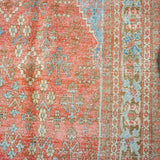 7’9 x 11’8 Vintage Joshagan Rug Muted Salmon Red, Ecru and Blue Carpet '3549