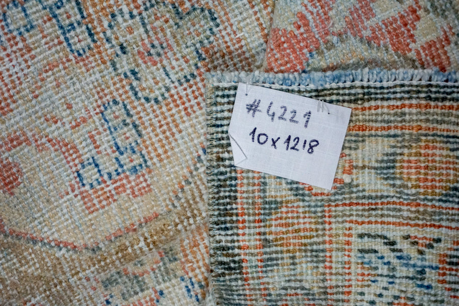 10’ x 12’8 Classic Vintage Rug Muted Denim Blue, Apricot & Ecru SB