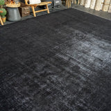 10’6 x 15’ Classic Vintage Mahal Rug Black Overdyed Carpet 1970's SB