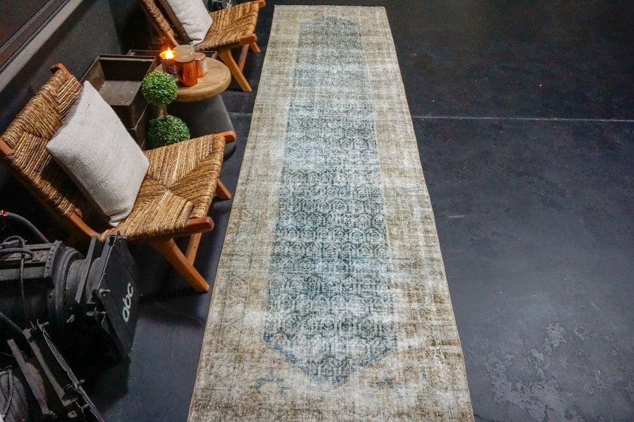 3’2 x 13’ Classic Antique Runner Indigo Blue, Bronze + Camel SB