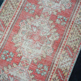 3’ x 9’9 Vintage Turkish Runner Muted Red, Yellow + Blue