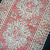3’ x 9’9 Vintage Turkish Runner Muted Red, Yellow + Blue