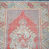 3’ x 9’9 Vintage Turkish Runner Muted Red, Yellow + Blue