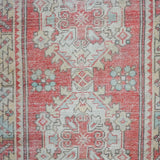 3’ x 9’9 Vintage Turkish Runner Muted Red, Yellow + Blue