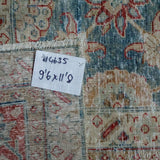 9’6 x 11’8 Classic Antique Rug Muted Blue, Red + Taupe