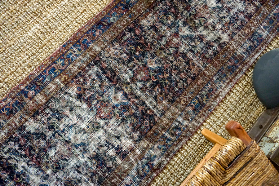 2’11 x 13’1  Vintage Runner Rich Jewel Tones Purple, Dark Blue, Indigo and Pink SB