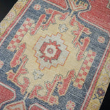 3’7 x 8’ Vintage Oushak Rug Muted Red, Yellow, Blue '2625