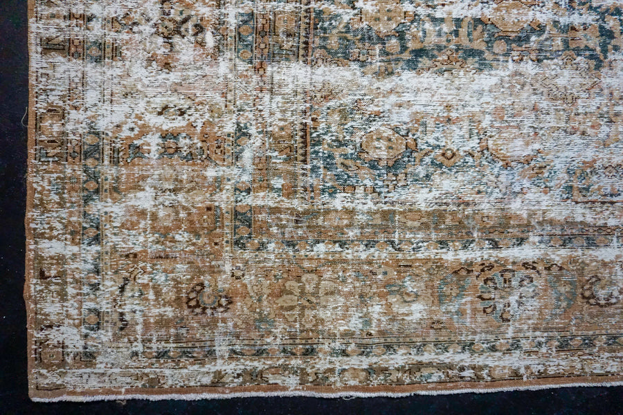 10’8 x 17’ Classic Antique Rug Muted Midnight Blue, Mocha, Cappuccino + Brown SB
