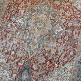 8’ x 11’2 Classic Antique Rug Muted  Wine Red + Clay Green-Gray and Blue SB