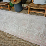 3’3 x 9’8 Classic Vintage Tabriz Runner Muted Pink, Green + Cream SB '3325