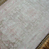 3’3 x 9’8 Classic Vintage Tabriz Runner Muted Pink, Green + Cream SB '3325