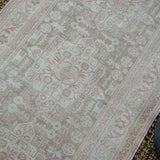 3’3 x 9’8 Classic Vintage Tabriz Runner Muted Pink, Green + Cream SB '3325