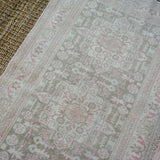 3’3 x 9’8 Classic Vintage Tabriz Runner Muted Pink, Green + Cream SB '3325