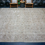 9’8 x 13’ Classic Antique Carpet Muted Beige, Cappuccino + Denim Blue SB