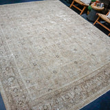 9’8 x 13’ Classic Antique Carpet Muted Beige, Cappuccino + Denim Blue SB