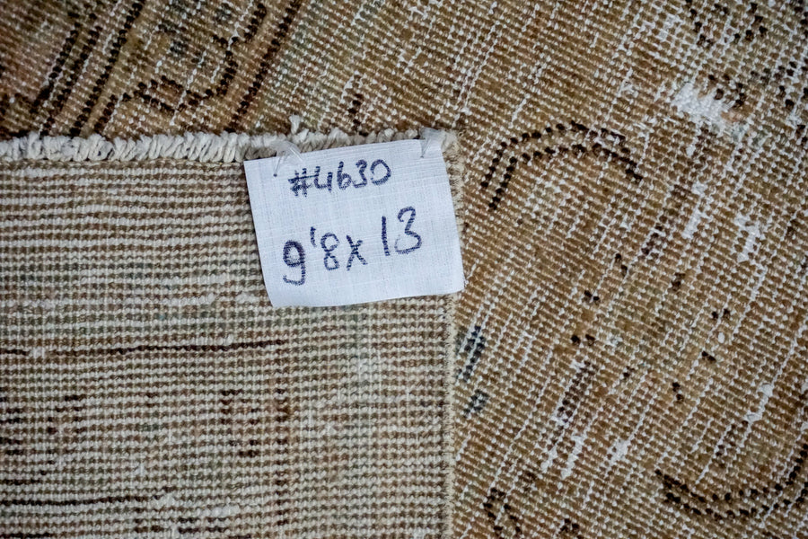 9’8 x 13’ Classic Antique Carpet Muted Beige, Cappuccino + Denim Blue SB
