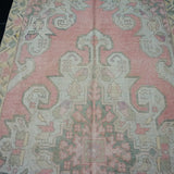 4’2 x 7’10 Vintage Oushak Runner Coral Pink, Yellow and Cream