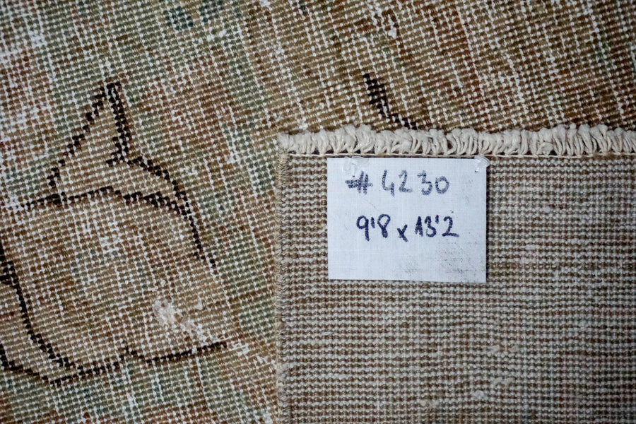 9’8 x 13’2 Classic Antique Carpet Muted Beige + Denim Blue
