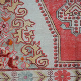 4’5 x 7’8 Vintage Oushak Runner Coral Pink, Vanilla and Cream