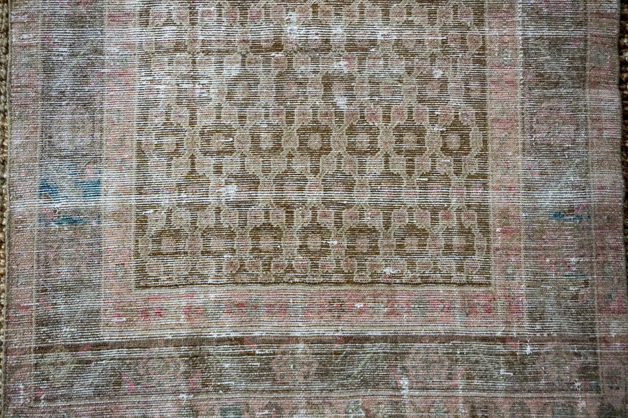 3’7 x 9’6 Vintage Malayer Runner Muted Purple, Pink and Olive