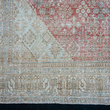 7’6 x 11’ Classic Antique Carpet Muted Red, Gray, Blue & Cream SB