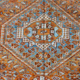 4’8 x 6’8 Vintage Handmade Shiraz Carpet Copper + Denim & Gray