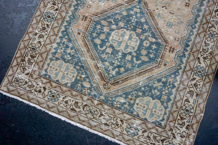 3’1 x 9’5 Classic Vintage Runner Muted Denim, Mocha & Gray SB