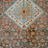 4’4 x 6’2 Vintage Malayer Carpet Gray, Blue, Copper + Cream
