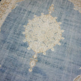 10’  x 12’5 Classic Vintage Carpet Muted Sky Blue, Camel & Ivory