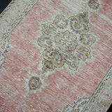 3’5 x 6’7 Vintage Oushak Rug Muted Faded Pink, Green and Cream '2720