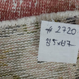 3’5 x 6’7 Vintage Oushak Rug Muted Faded Pink, Green and Cream '2720