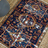 2’6 x 3’7 Classic Vintage Handmade Carpet Jewel Tones Navy, Red, Gold