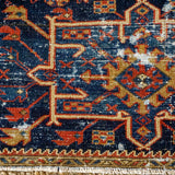2’6 x 3’7 Classic Vintage Handmade Carpet Jewel Tones Navy, Red, Gold