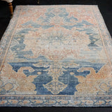 4’3 x 6’8 Vintage Persian Rug Indigo Blue and Blush