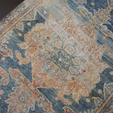 4’3 x 6’8 Vintage Persian Rug Indigo Blue and Blush
