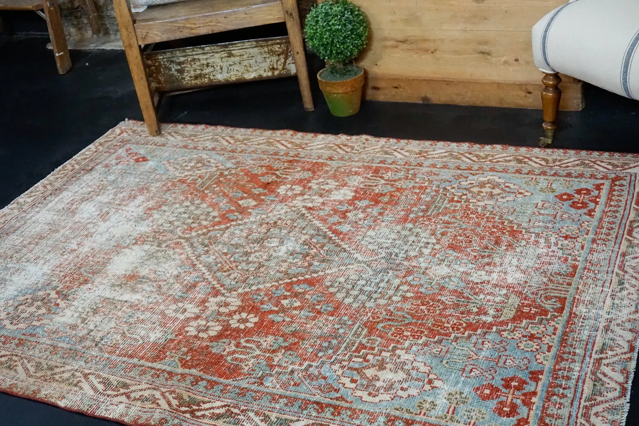 4’2 x 5’11 Vintage Shiraz Rug Red, Blue, Green SB '2831 Linda's Barn