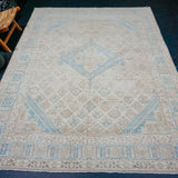 7’6 x 10’4 Classic Vintage Carpet Muted Sky Blue + Beige SB