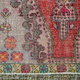 4’3 x 7’8 Oushak Rug Very Muted Red, Pink, Violet Vintage Carpet