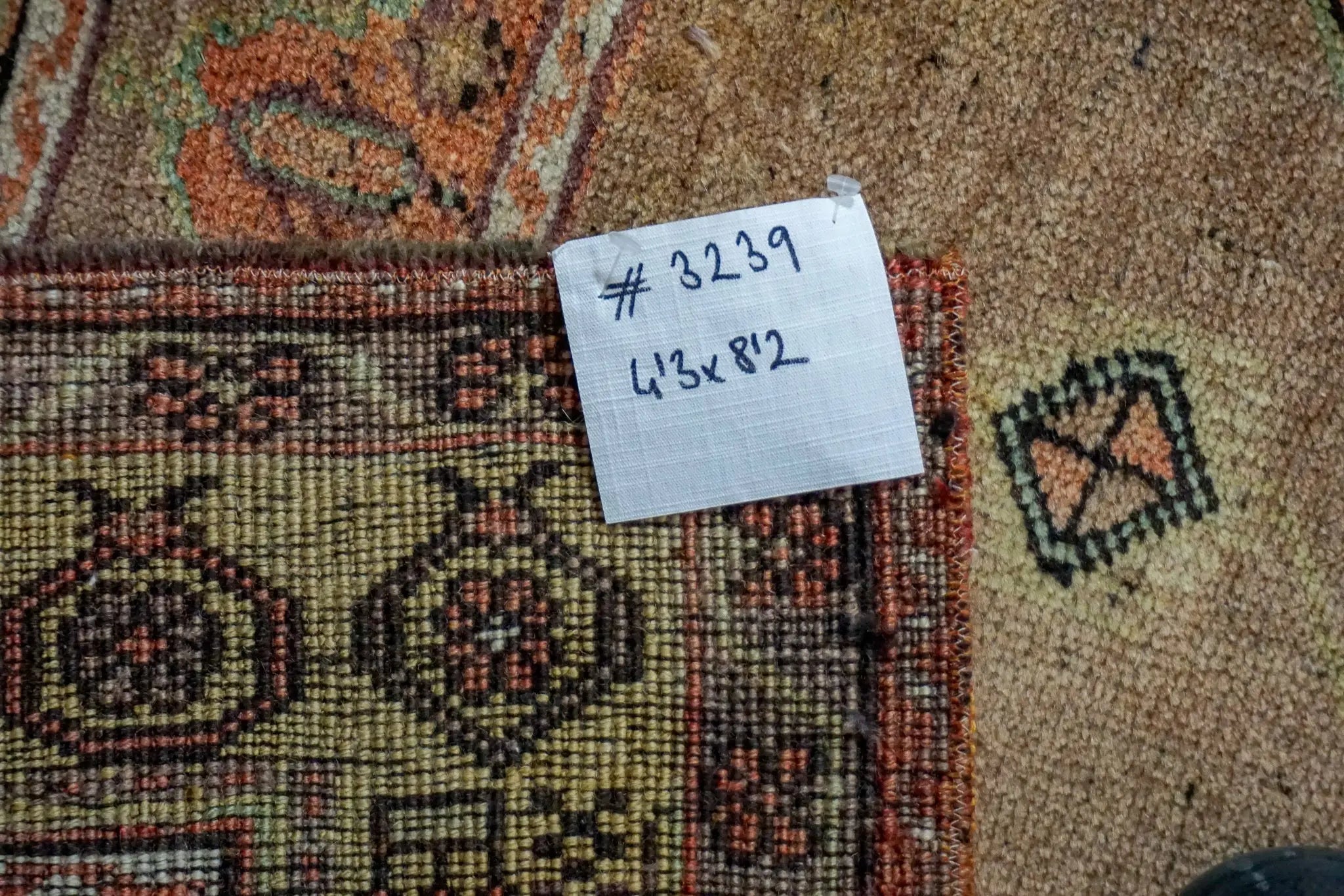 4’3 x 8’2 Turkish Taspinar Rug Very Muted Copper, Chartreuse + Mocha Vintage Carpet '3239 Linda's Barn