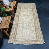 3’6 x 9’8 Vintage Runner Muted Beige, Sage and Cream