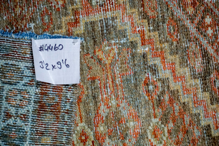 3’2 x 9’6 Antique Runner Muted Brown, Copper, Ecru and Bone