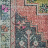 4’2 x 8’5 Oushak Rug Very Muted Red, Gold + Gray Vintage Carpet