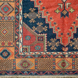 4’ x 8’ Oushak Rug Red, White + Blue Vintage Carpet
