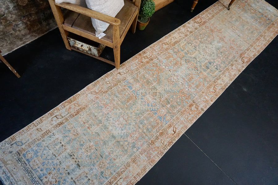 3’ x 13’ Persian Malayer Runner Blue, Terra Cotta & Brown