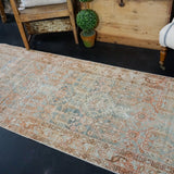 3’ x 13’ Persian Malayer Runner Blue, Terra Cotta & Brown '2798