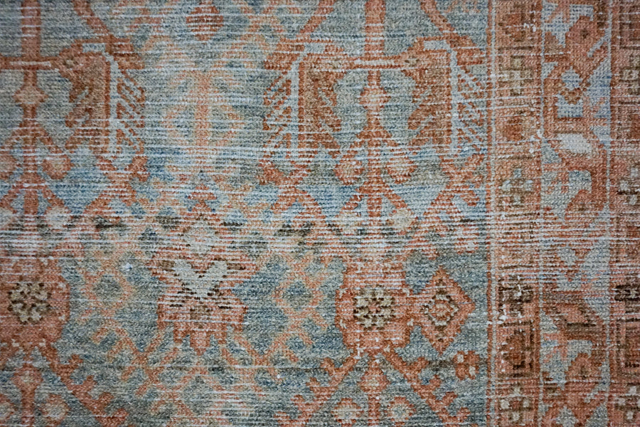 3’ x 13’ Persian Malayer Runner Blue, Terra Cotta & Brown