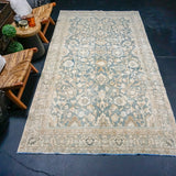 5’ x 9’11 Classic Antique Gallery Rug Muted Denim Blue, Ivory + Camel SB '4423